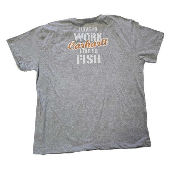 NWT Carhartt, have to work live to fish, gray short sleeve size 2XL - Picture 1 of 7